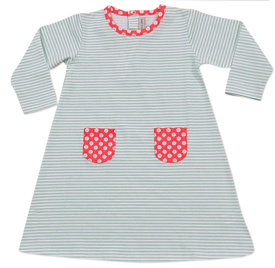 PIma cotton Stripe A line Girls Fall Dress - Little Threads Inc. Children's Clothing