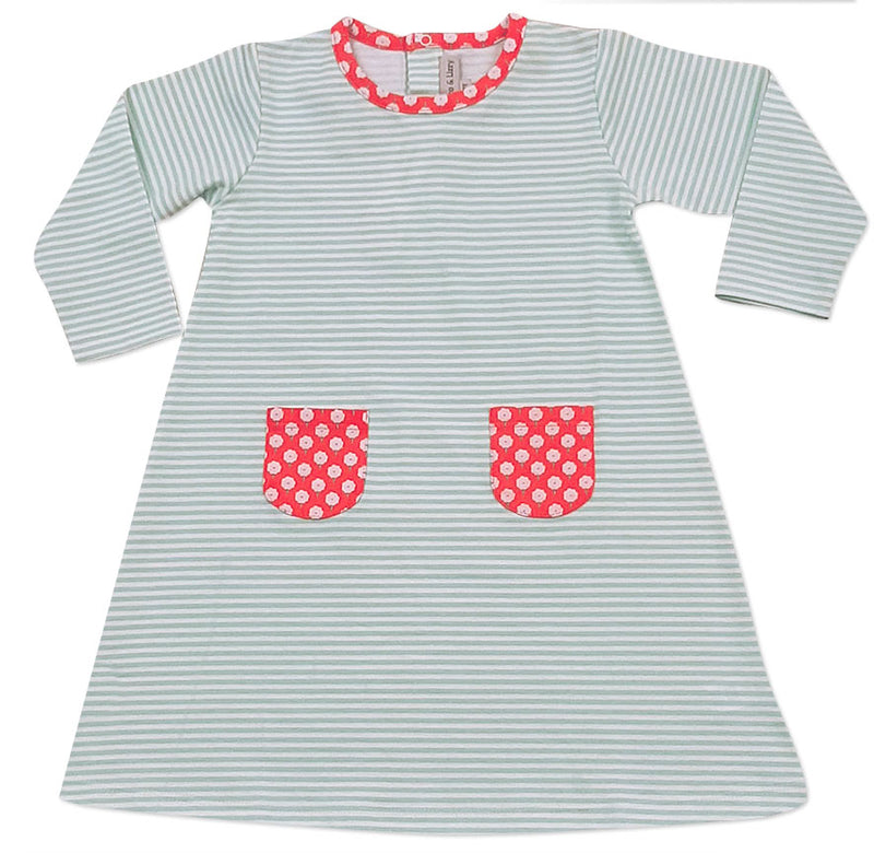 PIma cotton Stripe A line Girls Fall Dress - Little Threads Inc. Children's Clothing