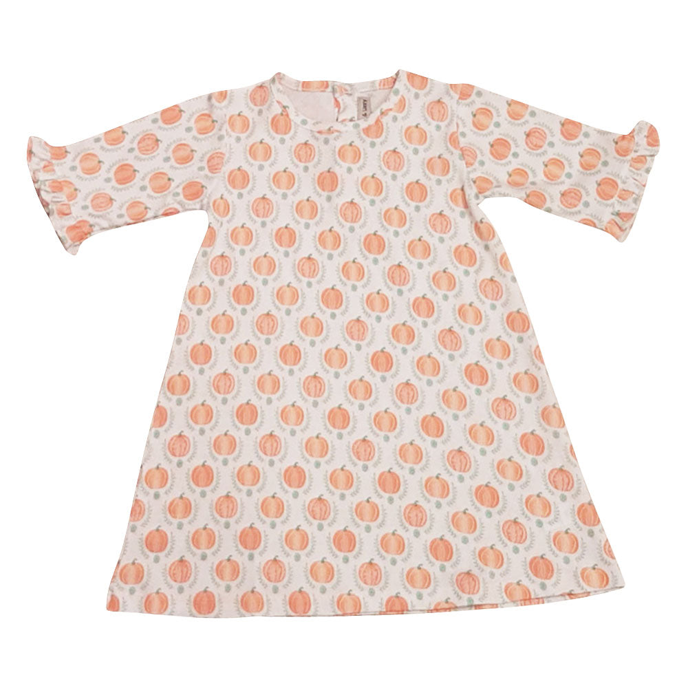 Pima Cotton Knit Pumpkin A Line  Girl's Dress - Little Threads Inc. Children's Clothing