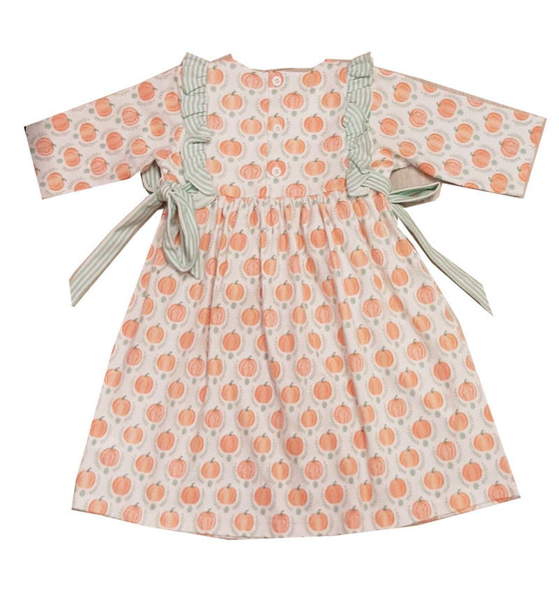 Pima Cotton Knit Ruffle Pumpkin Girl's Dress - Little Threads Inc. Children's Clothing