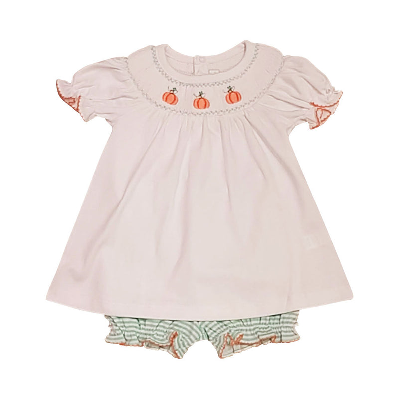 Pumpkins Hand Smocked Baby Girl's Bishop Dress - Little Threads Inc. Children's Clothing