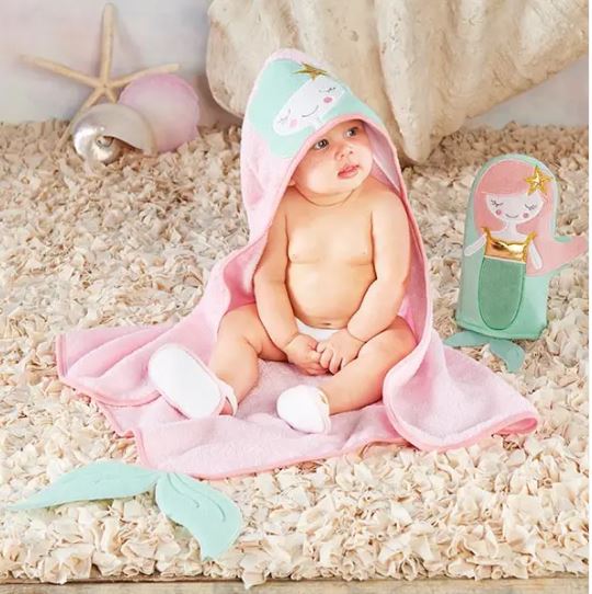 Memaid baby girl  hooded towel Set - Little Threads Inc. Children's Clothing