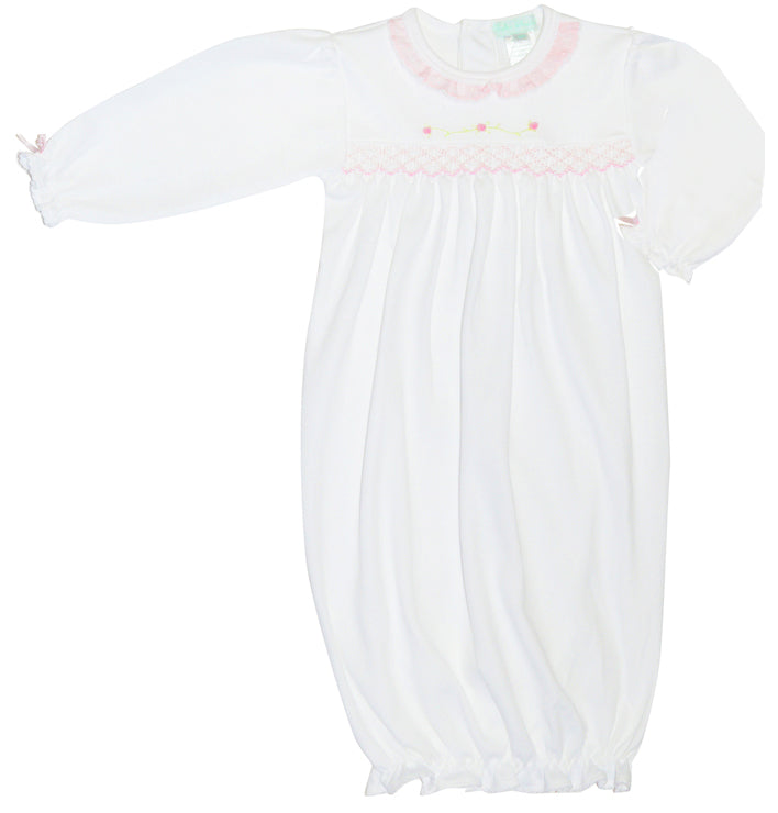 White Smocked Rose Vine Gown - Little Threads Inc. Children's Clothing