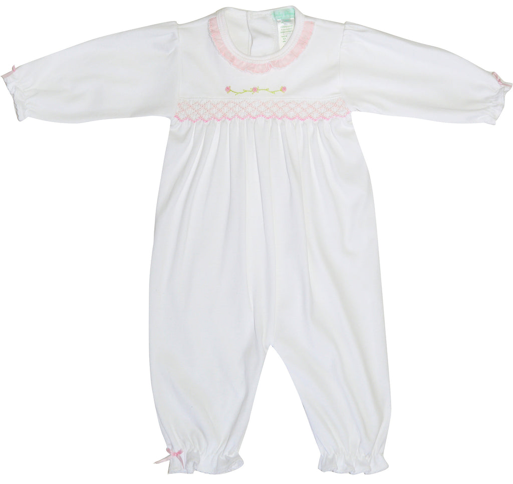White Smocked Rose Vine Girl Converter - Little Threads Inc. Children's Clothing
