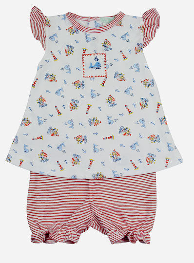 Sailboats prints Pima Cotton dress set - Little Threads Inc. Children's Clothing