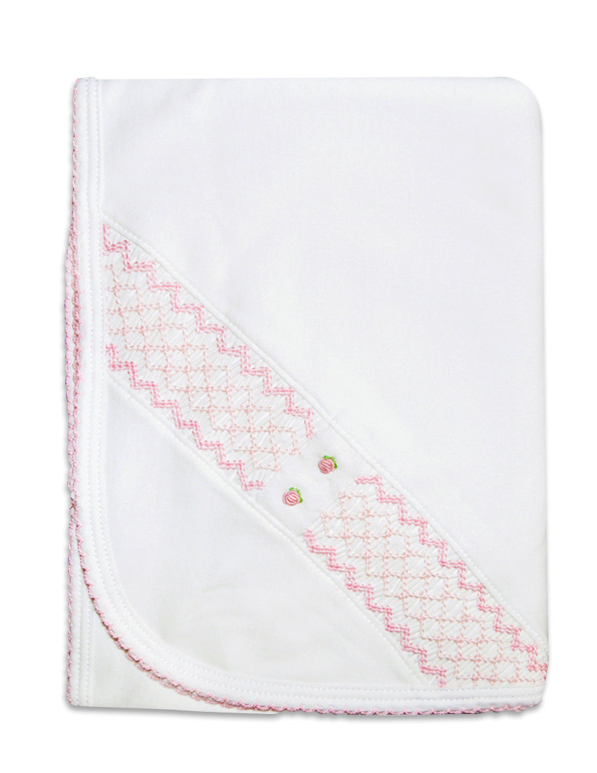 Baby Girl's White Smocked Flower Blanket - Little Threads Inc. Children's Clothing