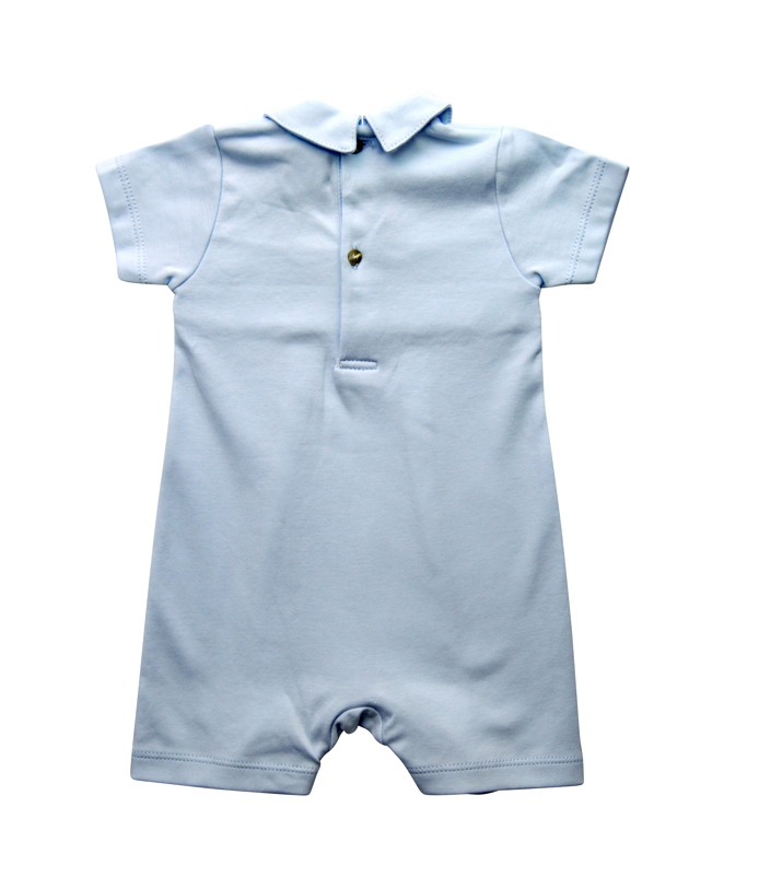 Baby Boy's Blue Smocked Romper - Little Threads Inc. Children's Clothing