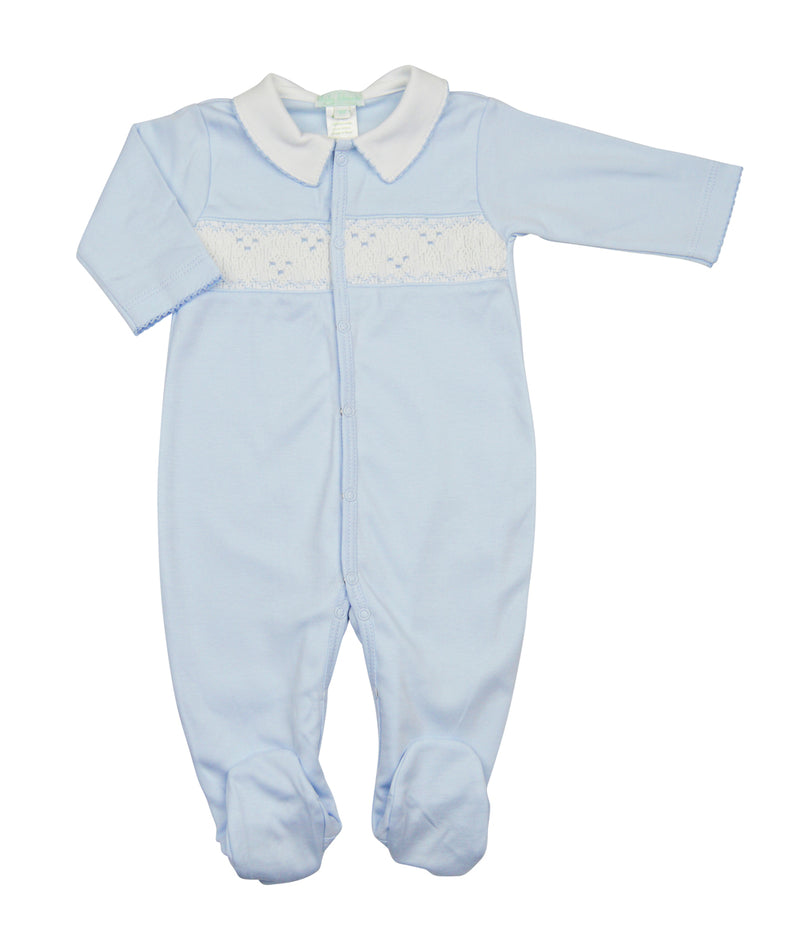Baby Boy's Blue Hand Smocked Footie - Little Threads Inc. Children's Clothing