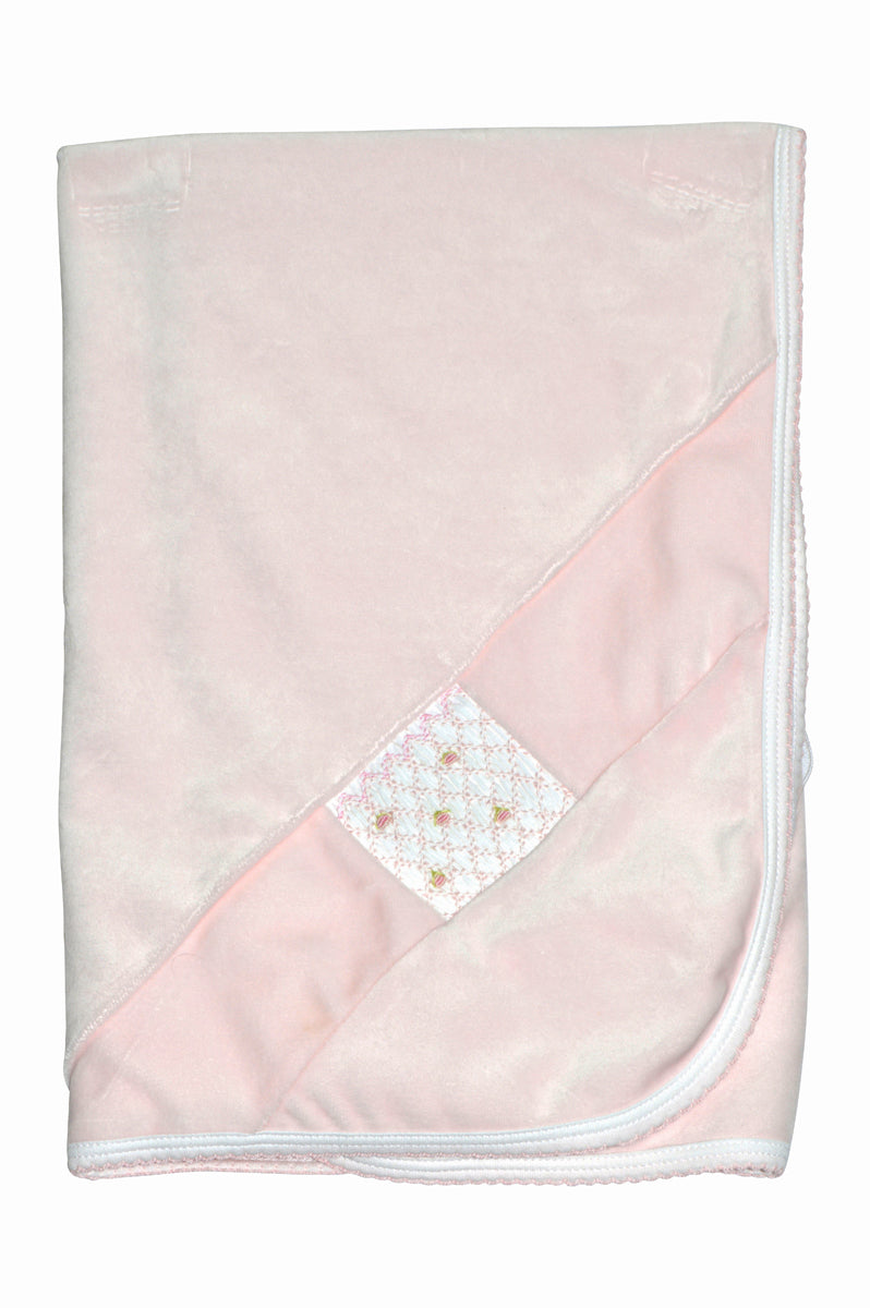 Baby Girl's Velvet Pink Rosebud Blanket - Little Threads Inc. Children's Clothing