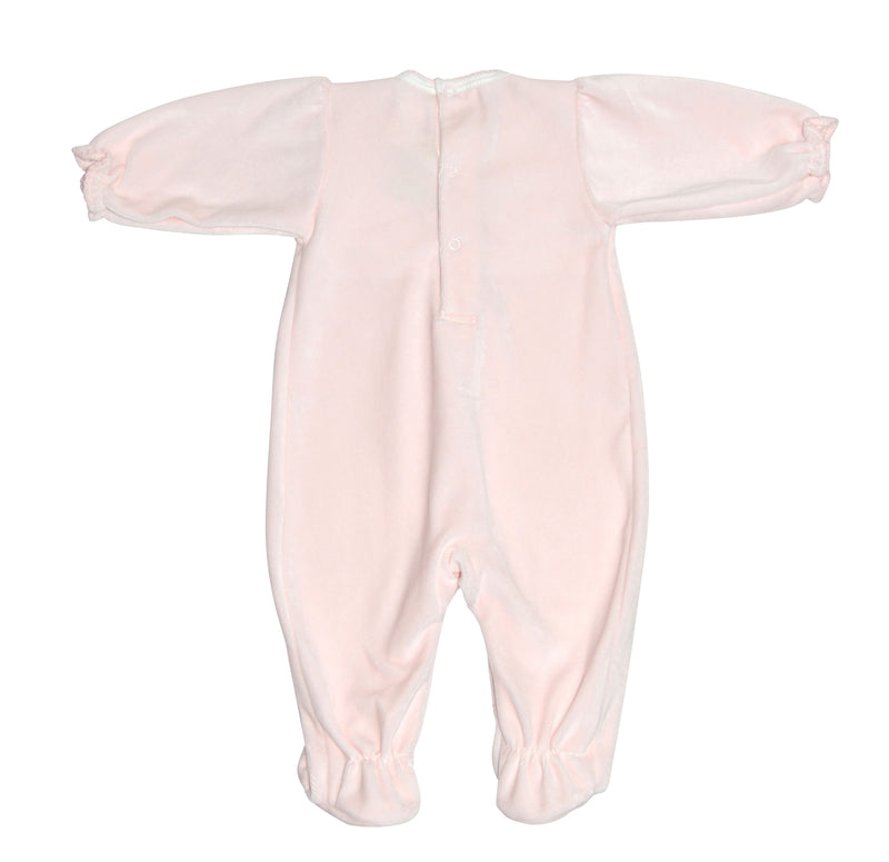 Pink Velour Hand Smocked Footie - Little Threads Inc. Children's Clothing