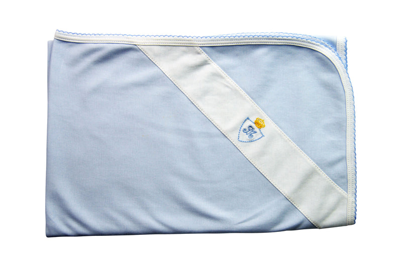 Baby Boy Blue Blanket with Crown and Monogram - Little Threads Inc. Children's Clothing