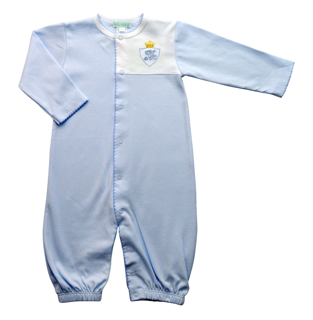 Baby Boy Blue Converter with Crown and Monogram - Little Threads Inc. Children's Clothing