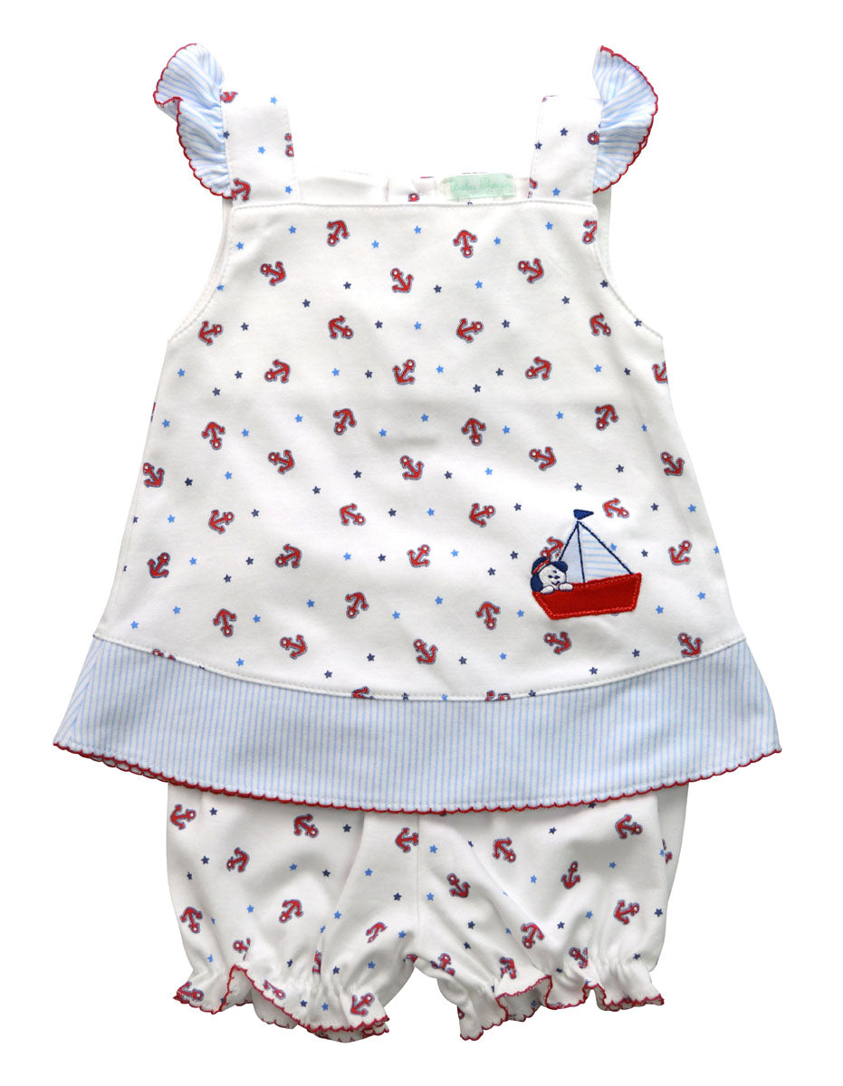 Anchor and Sailboat applique baby girls dress - Little Threads Inc. Children's Clothing