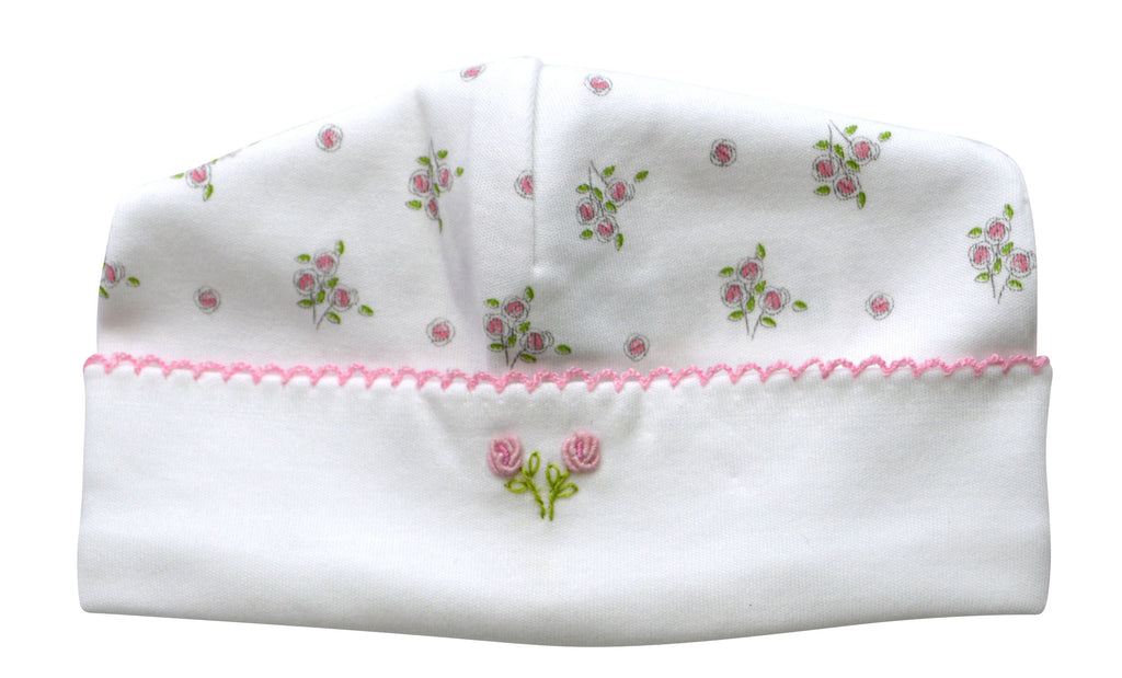 Pink floral pima cotton baby girl hat - Little Threads Inc. Children's Clothing