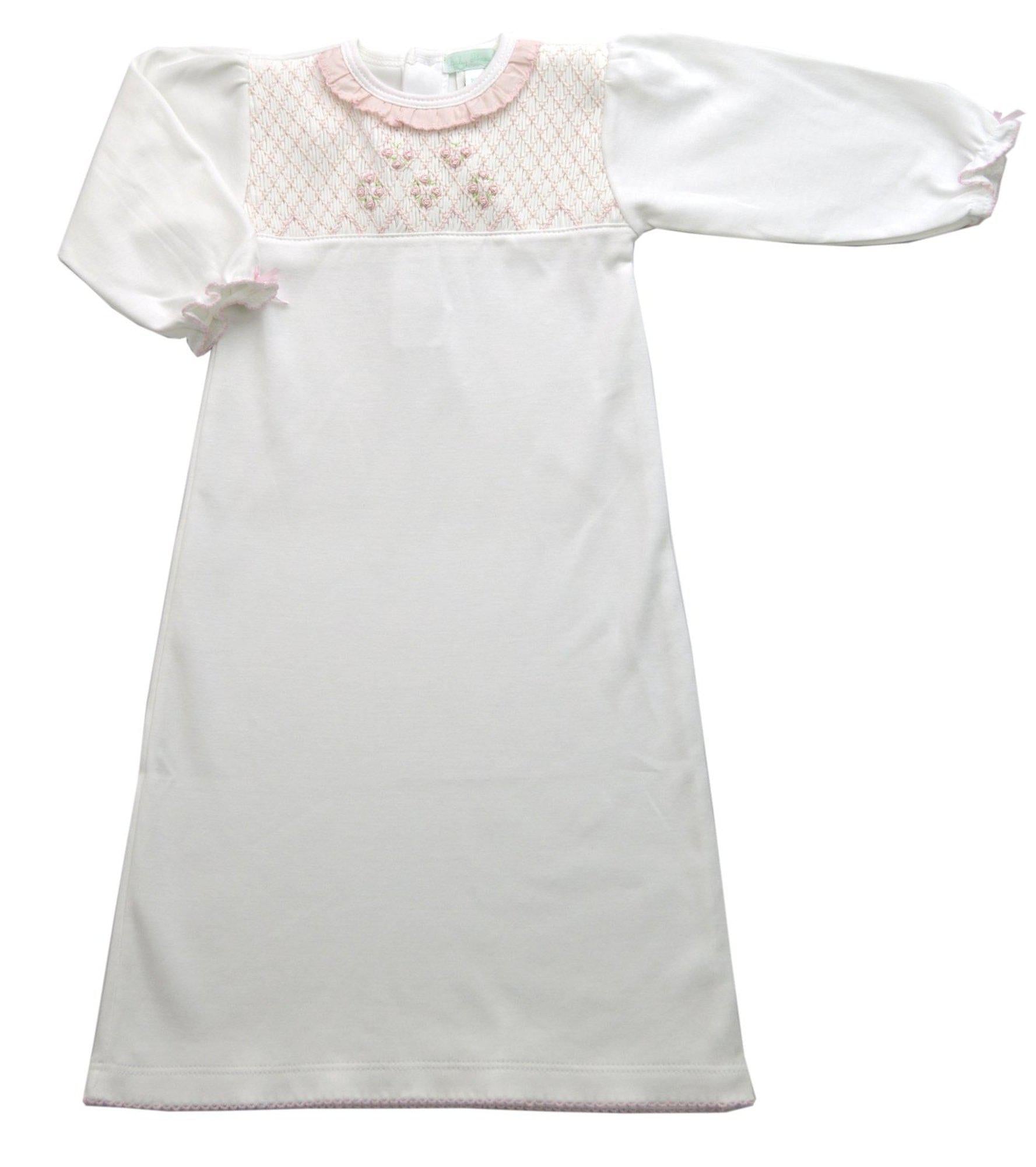 Brielle  Pima cotton Full smocked daygown - Little Threads Inc. Children's Clothing