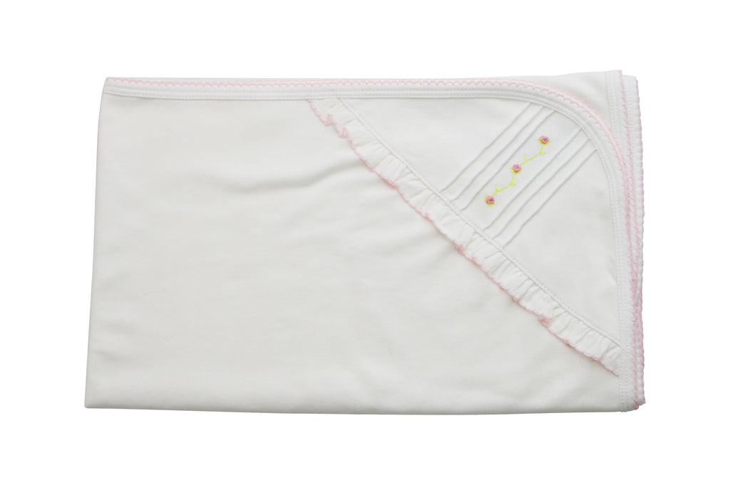 Baby Girl's White Pink Flowers Blanket - Little Threads Inc. Children's Clothing