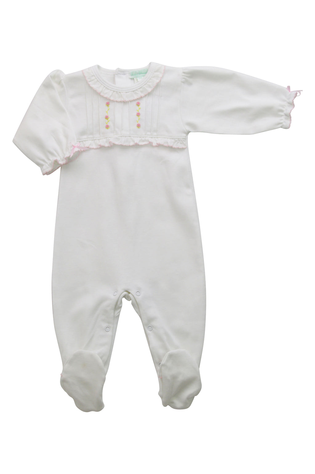 Baby Girl's White Pink Fowers Footie - Little Threads Inc. Children's Clothing