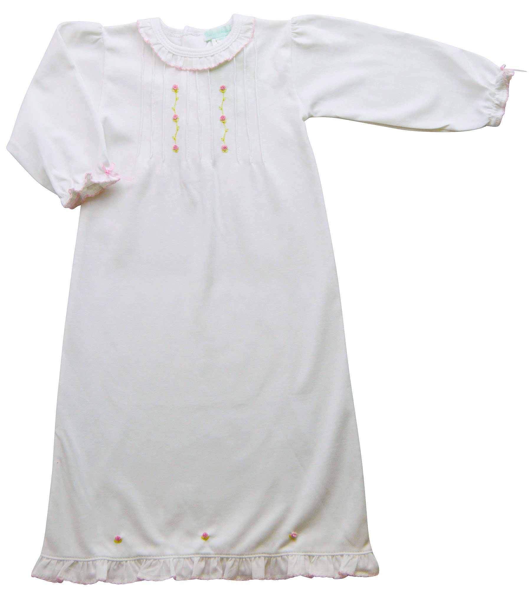 Baby Girl's White Pink Flowers Daygown - Little Threads Inc. Children's Clothing