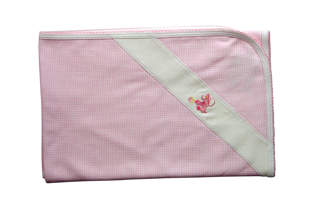 Baby Girl's Pink Check Elephant Blanket - Little Threads Inc. Children's Clothing