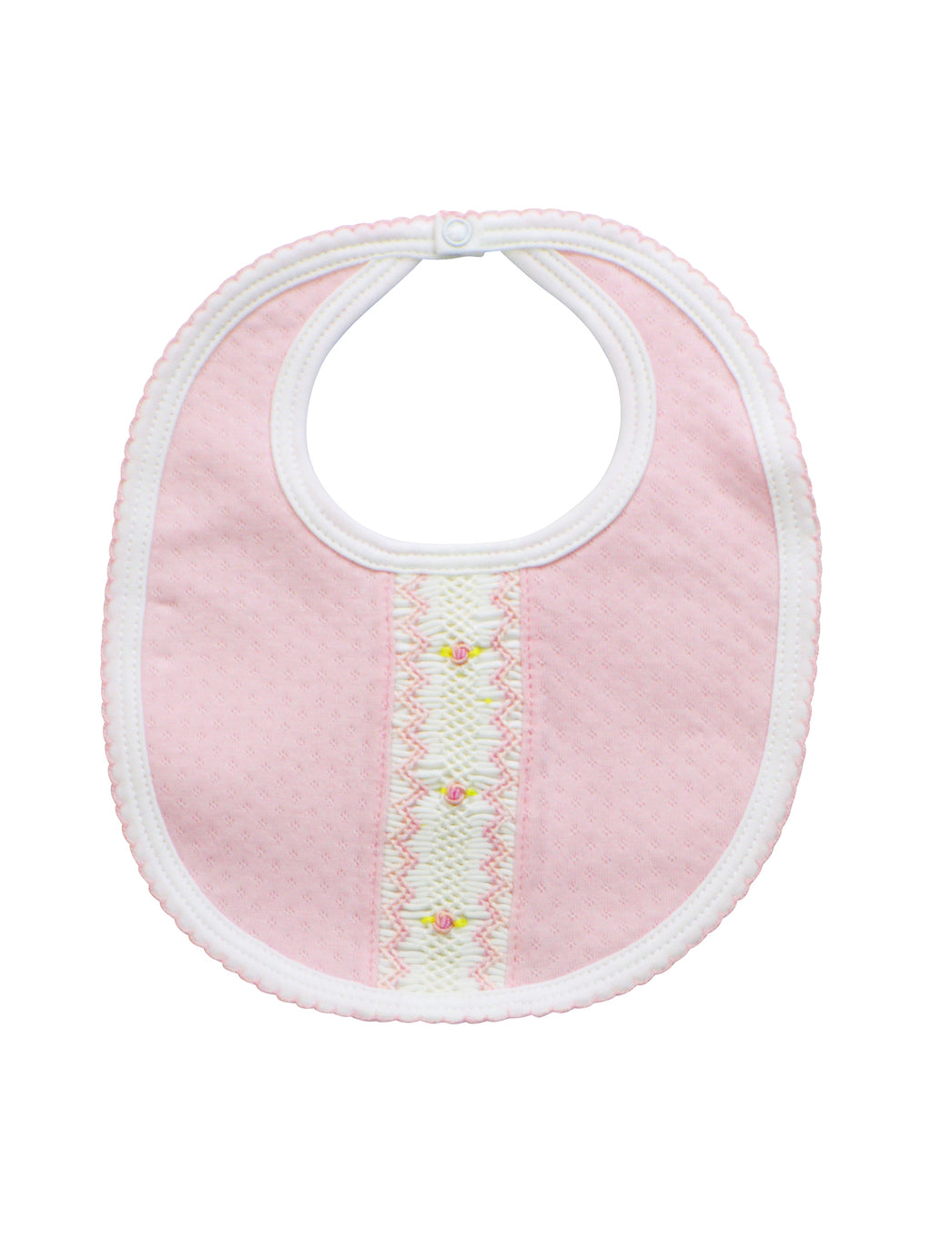 Baby Girl's Pink Jacquard Hand Smocked Bib - Little Threads Inc. Children's Clothing