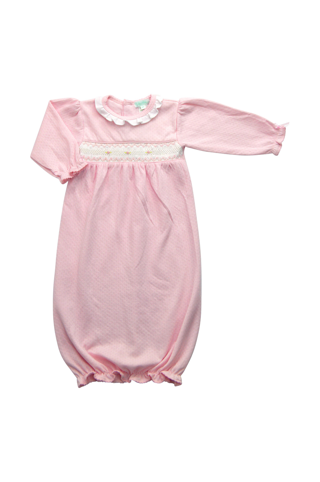 Baby Girl's Pink Jacquard Hand Smocked Daygown - Little Threads Inc. Children's Clothing