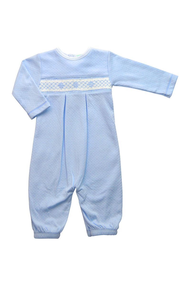 Baby Boy's Blue Jacquard Hand Smocked Converter - Little Threads Inc. Children's Clothing