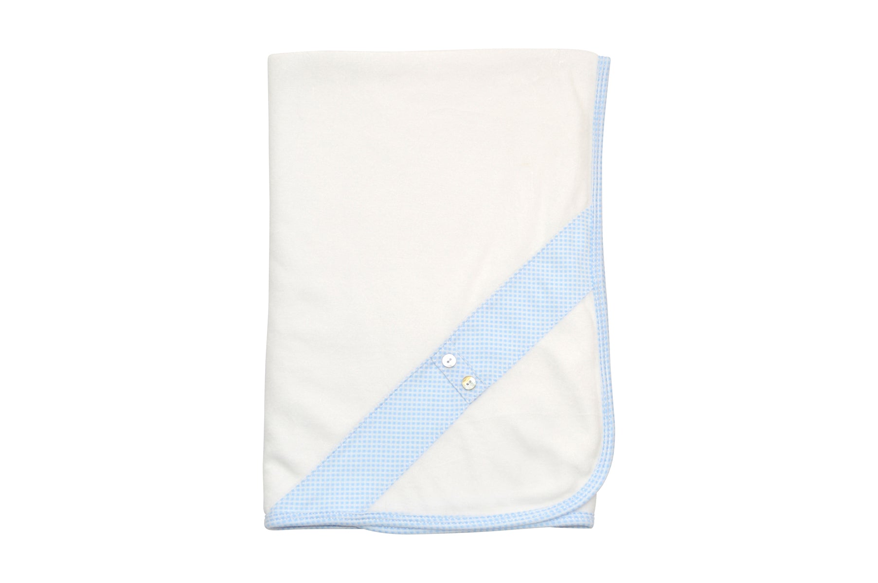 White Velour with Blue Check Blanket - Little Threads Inc. Children's Clothing