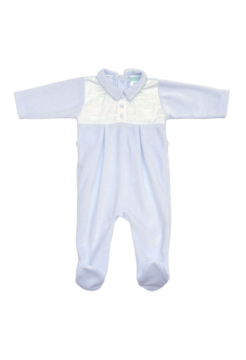 Blue Button Boy Footie - Little Threads Inc. Children's Clothing