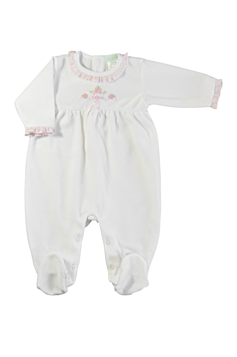 White Rose Velour Footie - Little Threads Inc. Children's Clothing