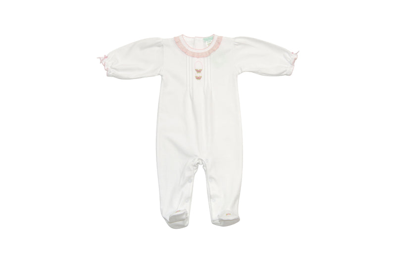 Baby Girl's White Footie With Rose Buds - Little Threads Inc. Children's Clothing