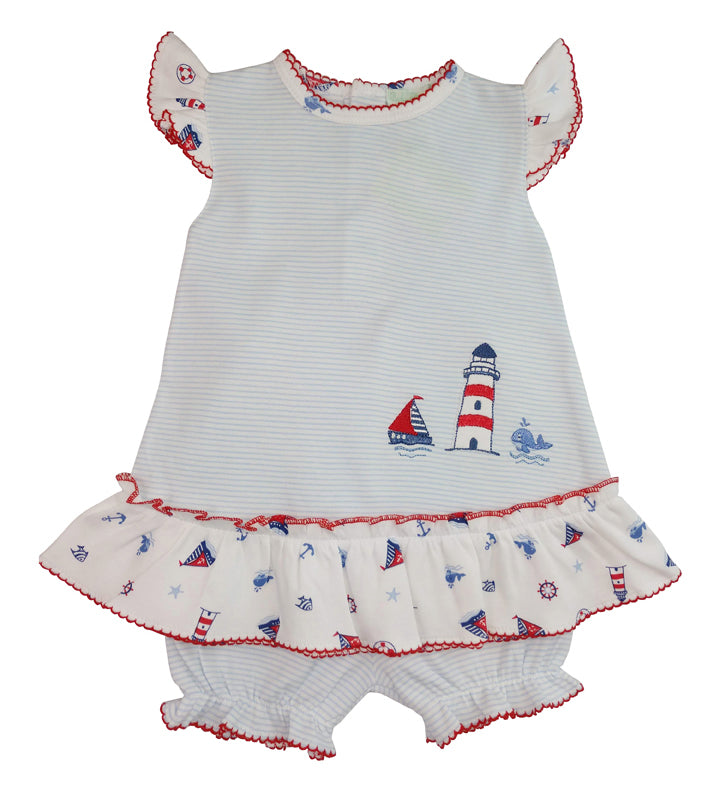 Nautical Pima Cotton baby Girl's dress - Little Threads Inc. Children's Clothing