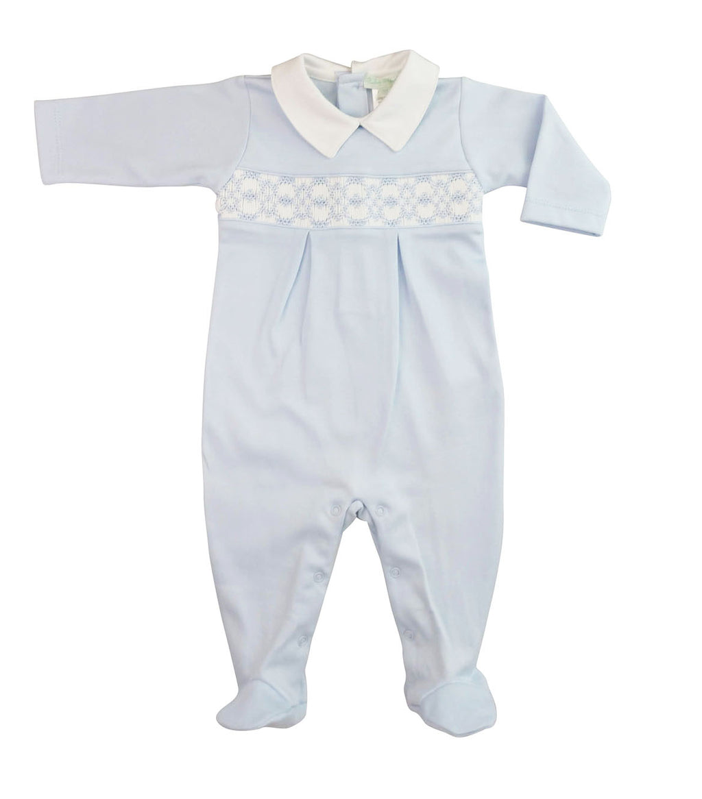 Baby Boy's Blue hand smocked Footie - Little Threads Inc. Children's Clothing