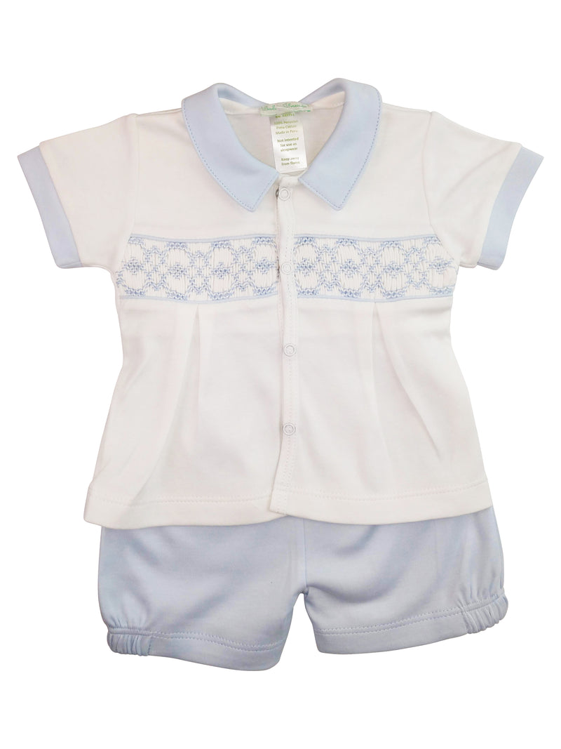 Baby Boy's Blue and White Argyle Short Set - Little Threads Inc. Children's Clothing