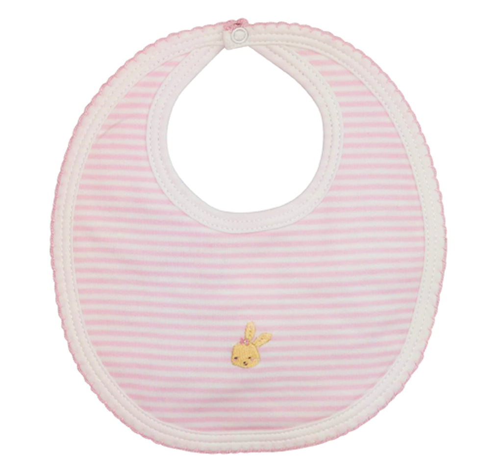 Pink Bunny Pima Cotton Baby Girl's Bib - Little Threads Inc. Children's Clothing