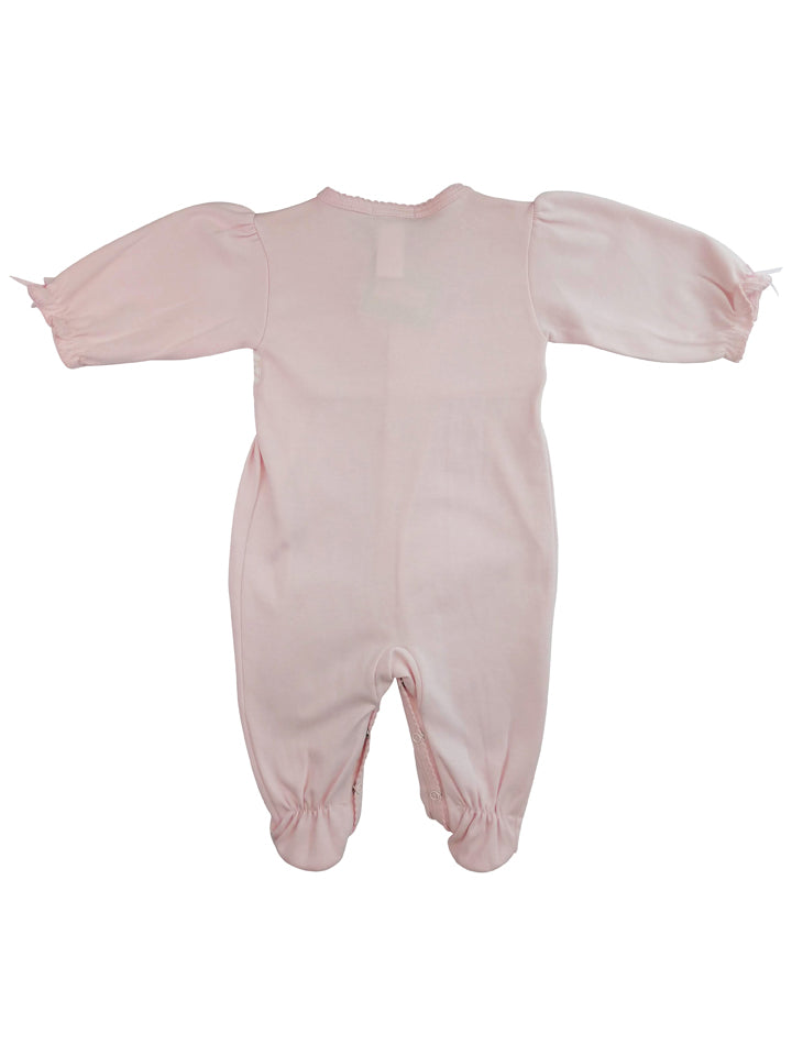 Bows Hand Smocked Pima Cotton Baby Footie - Little Threads Inc. Children's Clothing