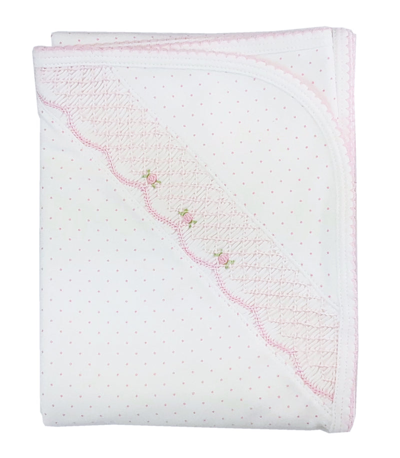 Baby Girl's Pink Dots Hand Smocked Blanket - Little Threads Inc. Children's Clothing