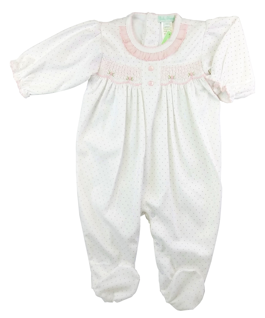 Baby Girl's Polka Dot Smocked Footie - Little Threads Inc. Children's Clothing