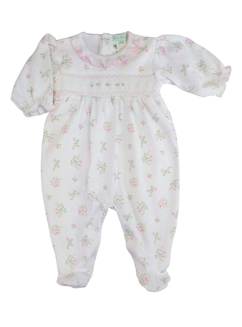 Baby Girl Hand Smocked Flower Footie - Little Threads Inc. Children's Clothing