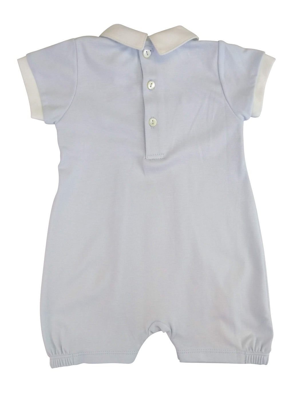 Baby Boy's Blue Cars Hand Smocked Romper - Little Threads Inc. Children's Clothing