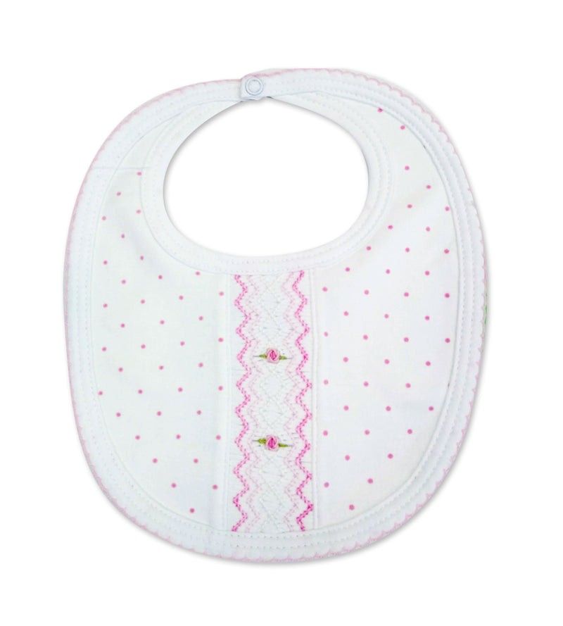 Baby Girl's Pink Dot Flower Bib - Little Threads Inc. Children's Clothing