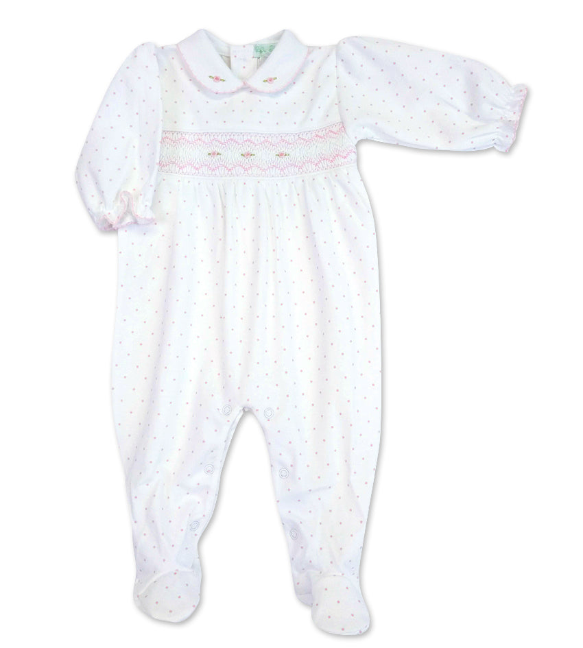 Baby Girl's Pink Dot Footie - Little Threads Inc. Children's Clothing
