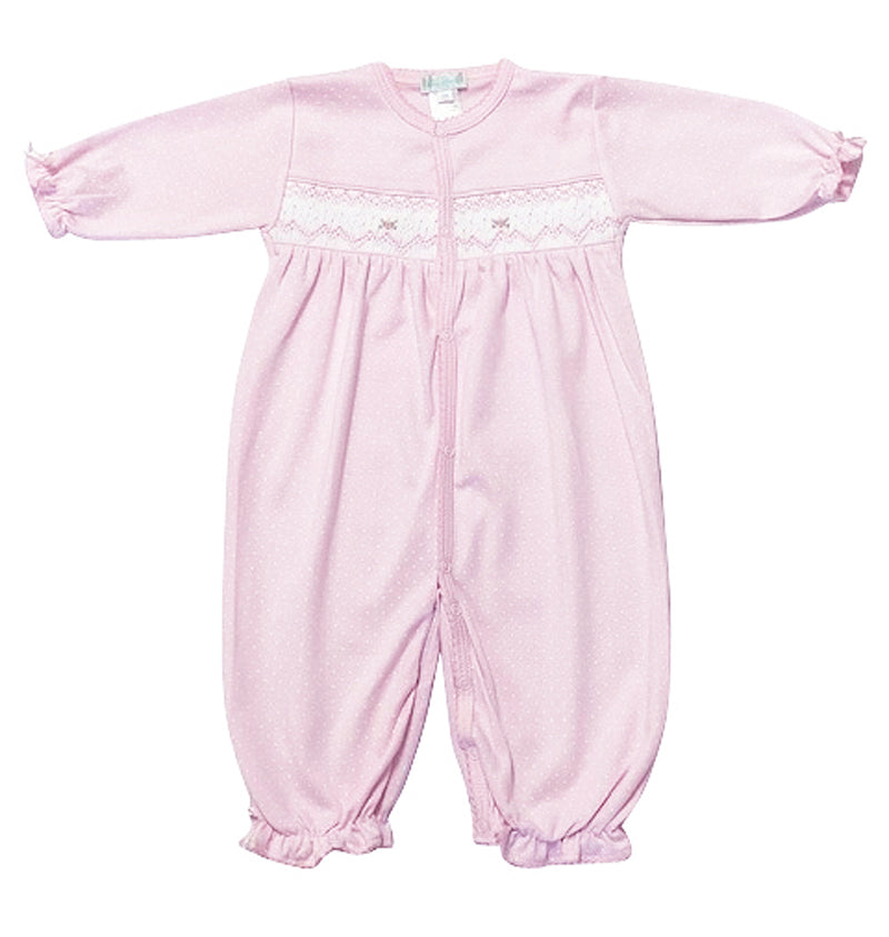 Pink dots hand Smocked baby girl converter - Little Threads Inc. Children's Clothing