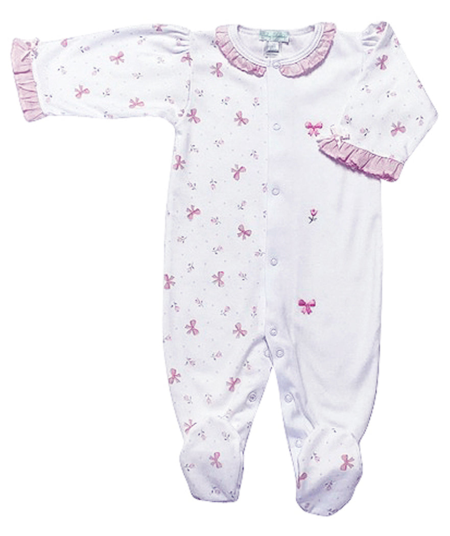 Roses and Bows Pink Girl's Footie - Little Threads Inc. Children's Clothing
