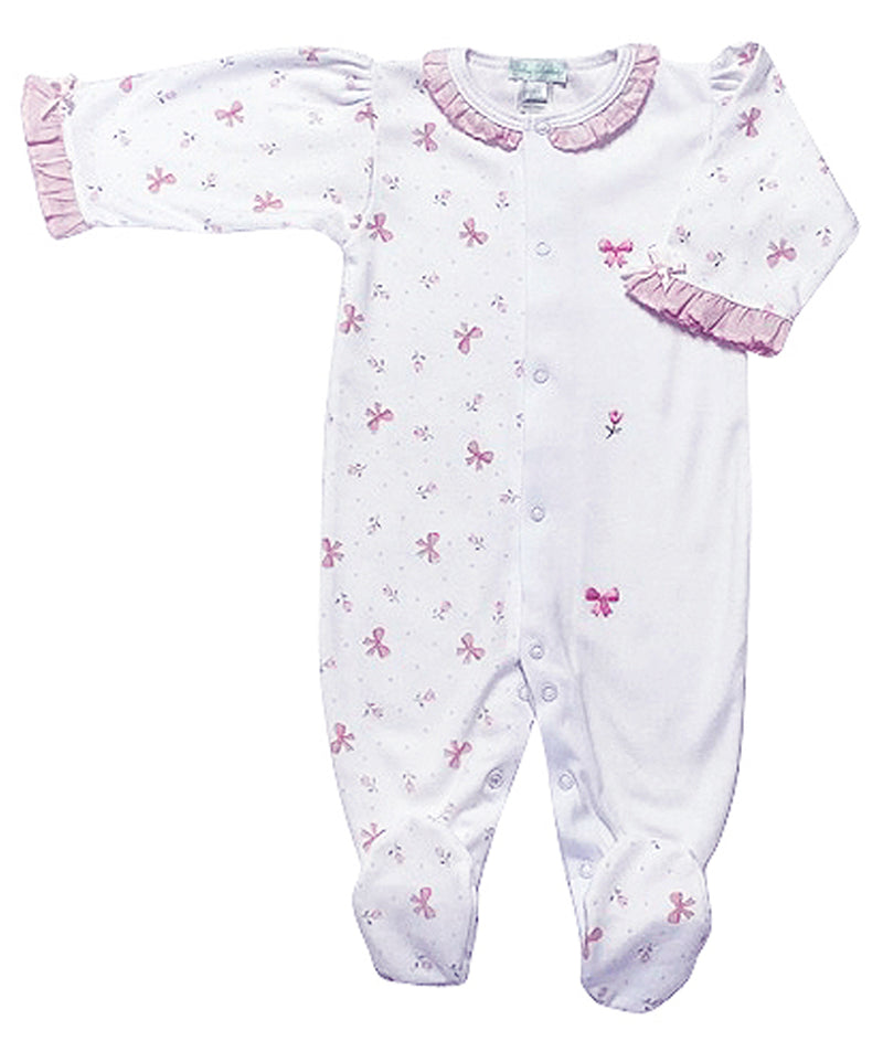 Roses and Bows Pink Girl's Footie - Little Threads Inc. Children's Clothing
