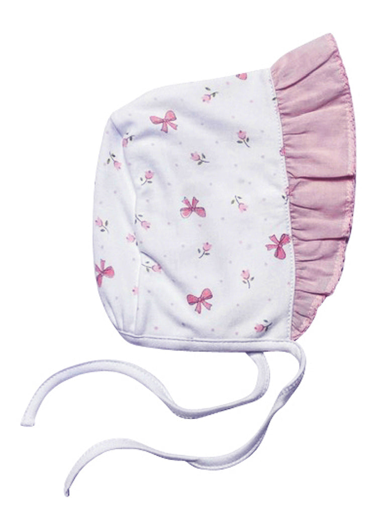 Baby Girl's Pink bows ruffle Bonnet - Little Threads Inc. Children's Clothing