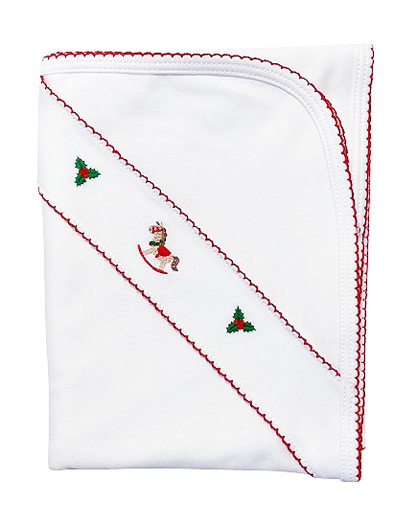 Christmas Rocking Horse Girl Blanket - Little Threads Inc. Children's Clothing
