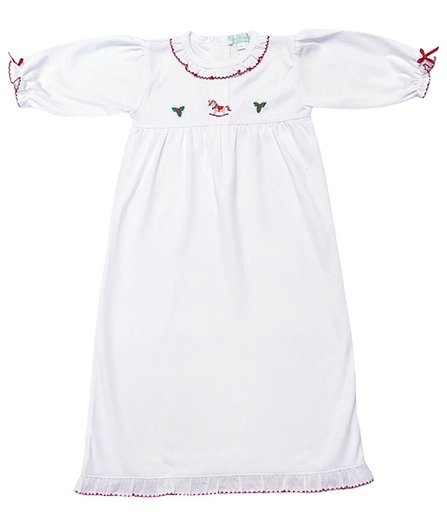 Christmas Rocking Horse Girl Gown - Little Threads Inc. Children's Clothing
