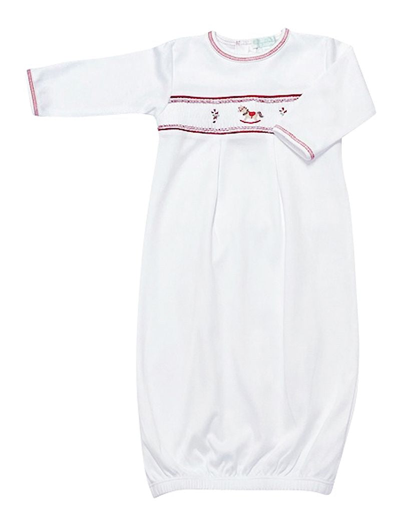 Christmas Rocking Horse Boy Smocked Gown - Little Threads Inc. Children's Clothing