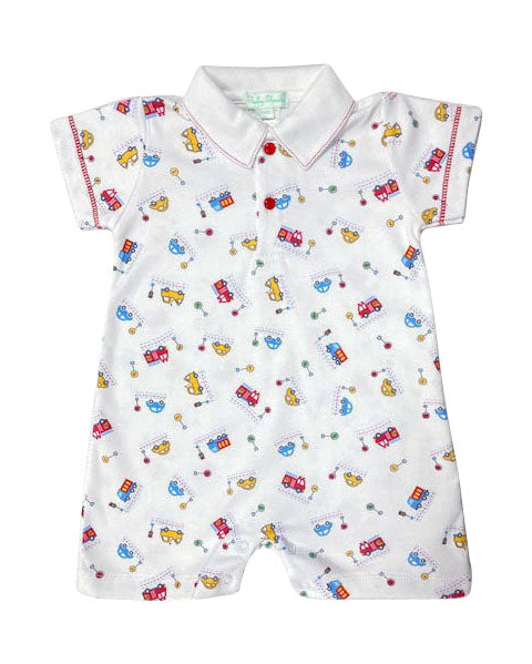 Baby Boy's "Traffic" Pima Cotton Romper - Little Threads Inc. Children's Clothing