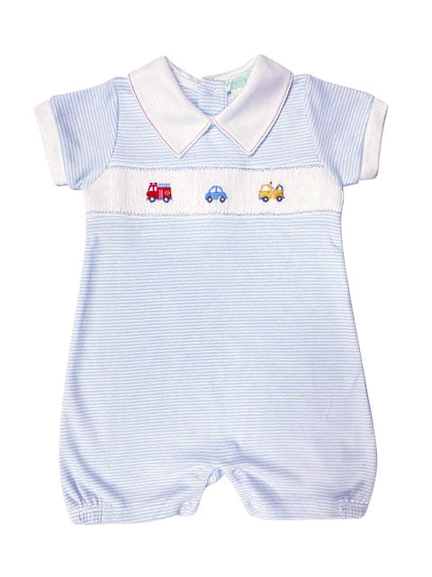 Baby Boy's "Traffic Print" Smocked Romper - Little Threads Inc. Children's Clothing